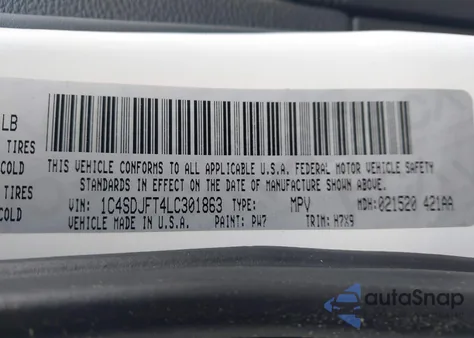 2020 Dodge Durango Pursuit Awd из США, поврежденный, VIN 1C4SDJFT4LC301863